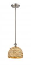 Innovations Lighting 516-1S-SN-RBD-8-NAT - Woven Rattan - 1 Light - 8 inch - Satin Nickel - Mini Pendant
