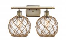 Innovations Lighting 516-2W-AB-G122-8RB - Farmhouse Rope - 2 Light - 18 inch - Antique Brass - Bath Vanity Light
