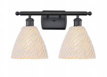 Innovations Lighting 516-2W-BK-NBD-75-NAT - Bristol Natural - 2 Light - 18 inch - Matte Black - Bath Vanity Light