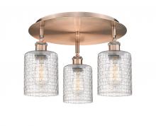 Innovations Lighting 516-3C-AC-G112C-5CL - Cobbleskill - 3 Light - 17 inch - Antique Copper - Semi-Flush Mount