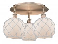 Innovations Lighting 516-3C-AC-G121-8RW - Farmhouse Rope - 3 Light - 20 inch - Antique Copper - Semi-Flush Mount