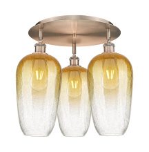 Innovations Lighting 516-3C-AC-G484-7AM - Brookhaven Flute - 3 Light - 19 inch - Antique Copper - Semi-Flush Mount