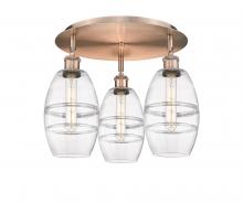 Innovations Lighting 516-3C-AC-G557-6CL - Vaz - 3 Light - 18 inch - Antique Copper - Semi-Flush Mount