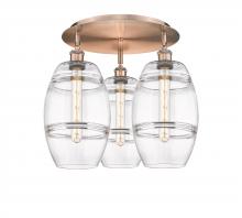 Innovations Lighting 516-3C-AC-G557-8CL - Vaz - 3 Light - 20 inch - Antique Copper - Semi-Flush Mount