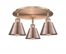 Innovations Lighting 516-3C-AC-M8-AC - Ballston - 3 Light - 18 inch - Antique Copper - Semi-Flush Mount