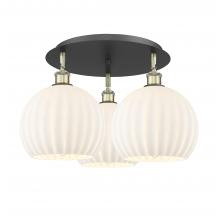 Innovations Lighting 516-3C-BAB-G1217-10WV - White Venetian - 3 Light - 22 inch - Black Antique Brass - Semi-Flush Mount
