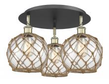 Innovations Lighting 516-3C-BAB-G122-8RB - Farmhouse Rope - 3 Light - 20 inch - Black Antique Brass - Semi-Flush Mount