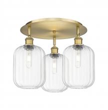 Innovations Lighting 516-3C-BB-G460-7CL - Preston Cylinder - 3 Light - 19 inch - Brushed Brass - Semi-Flush Mount