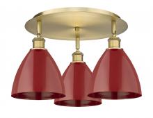 Innovations Lighting 516-3C-BB-MBD-75-RD - Plymouth - 3 Light - 19 inch - Brushed Brass - Semi-Flush Mount