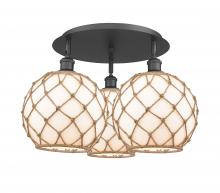 Innovations Lighting 516-3C-BK-G121-10RB - Farmhouse Rope - 3 Light - 22 inch - Matte Black - Semi-Flush Mount