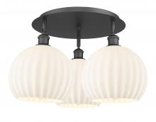 Innovations Lighting 516-3C-BK-G1217-10WV - White Venetian - 3 Light - 22 inch - Matte Black - Semi-Flush Mount