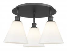 Innovations Lighting 516-3C-BK-GBC-81 - Berkshire - 3 Light - 20 inch - Matte Black - Semi-Flush Mount