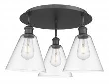 Innovations Lighting 516-3C-BK-GBC-82 - Berkshire - 3 Light - 20 inch - Matte Black - Semi-Flush Mount