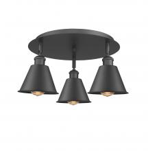 Innovations Lighting 516-3C-BK-M8-BK - Ballston - 3 Light - 18 inch - Matte Black - Semi-Flush Mount