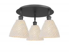 Innovations Lighting 516-3C-BK-NBD-75-NAT - Bristol Natural - 3 Light - 6 inch - Matte Black - Semi-Flush Mount