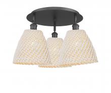 Innovations Lighting 516-3C-BK-NBD-9-NAT - Bristol Natural - 3 Light - 21 inch - Matte Black - Semi-Flush Mount