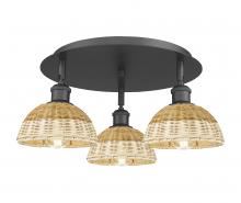 Innovations Lighting 516-3C-BK-NBD2-75-NAT - Bristol Natural II - 3 Light - 19 inch - Matte Black - Semi-Flush Mount