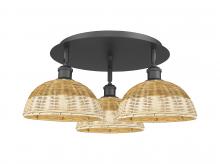 Innovations Lighting 516-3C-BK-NBD2-9-NAT - Bristol Natural II - 3 Light - 21 inch - Matte Black - Semi-Flush Mount