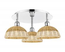 Innovations Lighting 516-3C-PC-NBD2-9-NAT - Bristol Natural II - 3 Light - 21 inch - Polished Chrome - Semi-Flush Mount