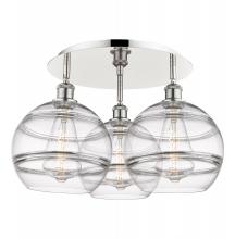Innovations Lighting 516-3C-PN-G556-10CL - Rochester - 3 Light - 22 inch - Polished Nickel - Semi-Flush Mount