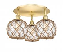 Innovations Lighting 516-3C-SG-G122-8RB - Farmhouse Rope - 3 Light - 20 inch - Satin Gold - Semi-Flush Mount