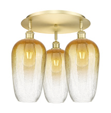 Innovations Lighting 516-3C-SG-G484-7AM - Brookhaven Flute - 3 Light - 19 inch - Satin Gold - Semi-Flush Mount