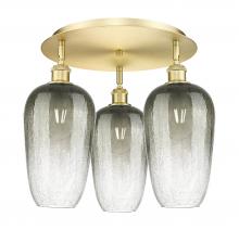 Innovations Lighting 516-3C-SG-G484-7SL - Brookhaven Flute - 3 Light - 19 inch - Satin Gold - Semi-Flush Mount