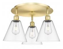 Innovations Lighting 516-3C-SG-GBC-82 - Berkshire - 3 Light - 20 inch - Satin Gold - Semi-Flush Mount