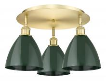 Innovations Lighting 516-3C-SG-MBD-75-GR - Plymouth - 3 Light - 19 inch - Satin Gold - Semi-Flush Mount