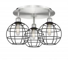 Innovations Lighting 516-3C-SN-CE-8-BK - Lake Placid - 3 Light - 20 inch - Satin Nickel - Semi-Flush Mount