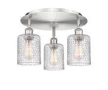 Innovations Lighting 516-3C-SN-G112C-5CL - Cobbleskill - 3 Light - 17 inch - Satin Nickel - Semi-Flush Mount