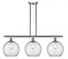 Innovations Lighting 516-3I-SN-G122-10CSN - Farmhouse Chicken Wire - 3 Light - 37 inch - Brushed Satin Nickel - Stem hung - Island Light
