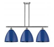 Innovations Lighting 516-3I-SN-MBD-12-BL - Plymouth - 3 Light - 39 inch - Brushed Satin Nickel - Stem hung - Island Light
