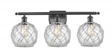 Innovations Lighting 516-3W-BK-G122-8RW - Farmhouse Rope - 3 Light - 28 inch - Matte Black - Bath Vanity Light