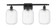 Innovations Lighting 516-3W-BK-G460-7CL - Preston Cylinder - 3 Light - 27 inch - Matte Black - Bath Vanity Light