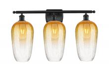 Innovations Lighting 516-3W-BK-G484-7AM - Brookhaven Flute - 3 Light - 27 inch - Matte Black - Bath Vanity Light