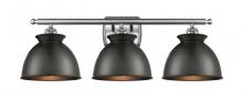 Innovations Lighting 516-3W-SN-M14-BK - Adirondack - 3 Light - 28 inch - Brushed Satin Nickel - Bath Vanity Light