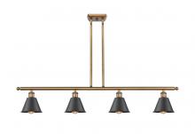 Innovations Lighting 516-4I-BB-M8-BK - Smithfield - 4 Light - 48 inch - Brushed Brass - Stem hung - Island Light