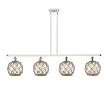 Innovations Lighting 516-4I-WPC-G122-8RB - Farmhouse Rope - 4 Light - 48 inch - White Polished Chrome - Stem hung - Island Light