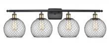 Innovations Lighting 516-4W-BAB-G122-8CBK - Farmhouse Chicken Wire - 4 Light - 38 inch - Black Antique Brass - Bath Vanity Light