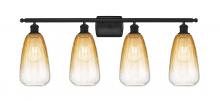 Innovations Lighting 516-4W-BK-G480-6AM - Brookhaven Almond - 4 Light - 36 inch - Matte Black - Bath Vanity Light