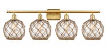 Innovations Lighting 516-4W-SG-G122-8RB - Farmhouse Rope - 4 Light - 38 inch - Satin Gold - Bath Vanity Light