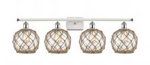 Innovations Lighting 516-4W-WPC-G122-8RB - Farmhouse Rope - 4 Light - 38 inch - White Polished Chrome - Bath Vanity Light