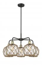Innovations Lighting 516-5CR-BAB-G122-8RB - Farmhouse Rope - 5 Light - 27 inch - Black Antique Brass - Stem hung - Chandelier