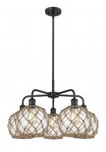 Innovations Lighting 516-5CR-BK-G122-8RB - Farmhouse Rope - 5 Light - 27 inch - Matte Black - Stem hung - Chandelier