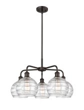 Innovations Lighting 516-5CR-OB-G1213-8CL - Athens Deco Swirl - 5 Light - 27 inch - Oil Rubbed Bronze - Stem hung - Chandelier