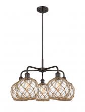 Innovations Lighting 516-5CR-OB-G122-8RB - Farmhouse Rope - 5 Light - 27 inch - Oil Rubbed Bronze - Stem hung - Chandelier