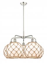 Innovations Lighting 516-5CR-PN-G121-10RB - Farmhouse Rope - 5 Light - 29 inch - Polished Nickel - Stem hung - Chandelier