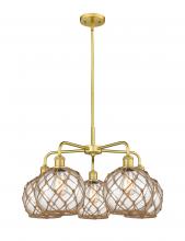 Innovations Lighting 516-5CR-SG-G122-8RB - Farmhouse Rope - 5 Light - 27 inch - Satin Gold - Stem hung - Chandelier