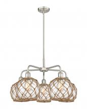 Innovations Lighting 516-5CR-SN-G122-8RB - Farmhouse Rope - 5 Light - 27 inch - Satin Nickel - Stem hung - Chandelier